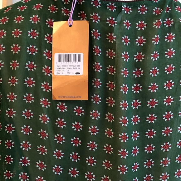 New NWT Scotch Soda Sheer top 145512 ruffles short sleeves print  Size small - Picture 6 of 7